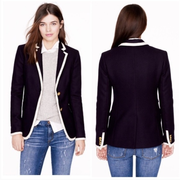J. Crew Jackets & Blazers - J. Crew Tipped Hacking Jacket Size 4